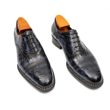 Load image into Gallery viewer, Purplish Blue Crocodile Oxford Shoes Goodyear Norwegian 8016