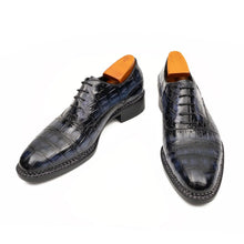 Load image into Gallery viewer, Purplish Blue Crocodile Oxford Shoes Goodyear Norwegian 8016