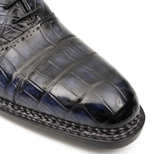 Load image into Gallery viewer, Purplish Blue Crocodile Oxford Shoes Goodyear Norwegian 8016