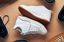 Load image into Gallery viewer, CALTO - Q272 - 2 Inches Taller (White & Gum Sole) -Elevated Leatherette Micro-Perforated Sneakers