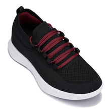 Load image into Gallery viewer, CALTO - QA064 - 2.4 Inches Taller (Black/Red/White Sole) - Lightweight Knitted Sneakers