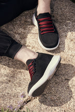 Load image into Gallery viewer, CALTO - QA064 - 2.4 Inches Taller (Black/Red/White Sole) - Lightweight Knitted Sneakers