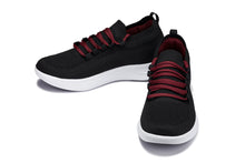 Load image into Gallery viewer, CALTO - QA064 - 2.4 Inches Taller (Black/Red/White Sole) - Lightweight Knitted Sneakers