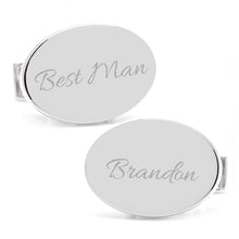 Load image into Gallery viewer, Sterling Silver Infinity Edge Oval Engravable Cufflinks