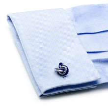 Load image into Gallery viewer, Sterling Blue Enamel Knot Cufflinks