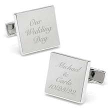 Load image into Gallery viewer, Sterling Silver Infinity Edge Square Engravable Cufflinks