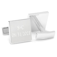 Load image into Gallery viewer, Personalized Wedding Day Engravable Square Cufflinks