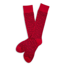 Load image into Gallery viewer, Red / Black Broken Stripe Dress Socks