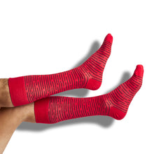 Load image into Gallery viewer, Red / Black Broken Stripe Dress Socks