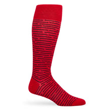 Load image into Gallery viewer, Red / Black Broken Stripe Dress Socks