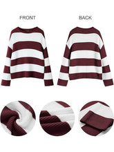 Load image into Gallery viewer, Relaxed Round Neck Striped Bell Sleeve Sweater | NCS