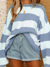 Load image into Gallery viewer, Relaxed Round Neck Striped Bell Sleeve Sweater | NCS