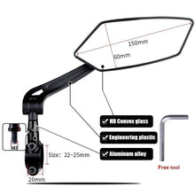 Load image into Gallery viewer, Bicycle Handlebar Rear View Mirror Bike Cycling Wide Range Back Sight Reflector Bicycle Rear View Mirror Adjustable Rotatable Bicycle Rear View Glass Mirror Wide Angle Acrylic Convex Safety Mirror For Mountain