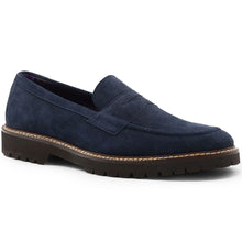 Load image into Gallery viewer, 16-657-NVY ROMA Italian Suede Penny Loafers Navy