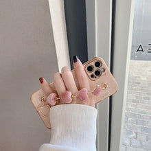 Load image into Gallery viewer, Luxury Women Silicone Phone Case Cover With Wrist Chain Bracelet for iPhone Wristband Bracelet Hand Holder Cover for iPhone 13 12 11 Pro Max plating Case Heart Chain Cases for iPhone 7 8 Plus XR XS Max X