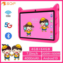 Load image into Gallery viewer, BDF 7 Inch Kid Tablet Android 13, 4GB RAM 64GB ROM,1TB Expand,5G WiFi,4000MAH Battery,Dual Camera, Children's Gift Kids Software