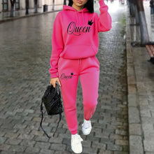 Load image into Gallery viewer, Women’s “Queen” Graphic 2-Piece Hoodie & Pants Tracksuit Set