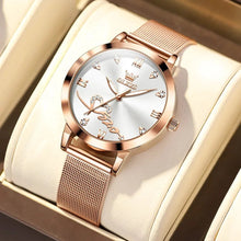 Load image into Gallery viewer, OLEVS Luxury Fashion Ladies' Watches Rose Gold Top Brand Original Quartz Watch for Women Stainless Steel Mesh Strap Love Dial