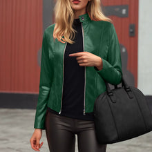 Load image into Gallery viewer, Women’s Slim Fit Faux Leather Moto Jacket