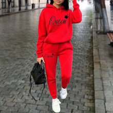 Load image into Gallery viewer, Women’s “Queen” Graphic 2-Piece Hoodie & Pants Tracksuit Set