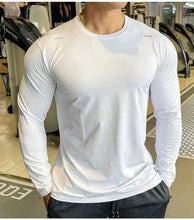 Load image into Gallery viewer, Men's Sports Fitness Long Sleeve Outdoor Badminton Quick Dry Training Shirt Casual Thin Running Top Bodybuilding Sportswear