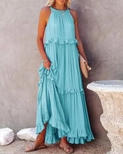 Load image into Gallery viewer, Elegant Apricot Ruffle Maxi Dress