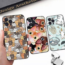 Load image into Gallery viewer, Cat Cute Art Phone Case For Iphone 8 7 6 6s Plus X Se 2020 Xr Xs 14 11 12 13 Mini Pro Max Mobile Case Transparent Soft Protective Clear Case Compatible For Iphone