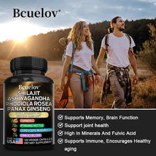 Load image into Gallery viewer, Shilajit Resin Himalaya Capsules - 15250 mg - Combination of Ashwagandha, Ginseng, Cordyceps, Ginkgo, Turmeric