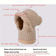 Load image into Gallery viewer, Winter Lined Knit Hat with Earflap & Hooded Neck Gaiter