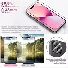 Load image into Gallery viewer, 4PCS Tempered Glass for iPhone 11 14 12 13 Pro XR X XS Max Screen Protector on for iPhone 14 Pro Max Mini 7 8 6 6S Plus SE Glass Easy Installation Bubble Free HD Clear Scratch Resistant Anti-Fingerprint Tempered Glass Film