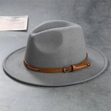 Load image into Gallery viewer, Unisex Wool Fedora – Flat-Brim Felt Hat for Fall & Winter