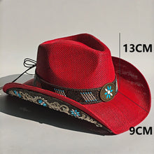 Load image into Gallery viewer, 2026 Embroidery Horse Accessories Straw Cowboy Hat for Women Men – Western Sun Hat for Country Concert Rodeo and Cowgirl Hat