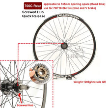 Load image into Gallery viewer, Cruiser Tour Bike Wheelset, Double Deck Rim, Front Wheel Disc, V Brake, Rear Back Wheels, Cassette and Screwed Hub, 36H, 700C