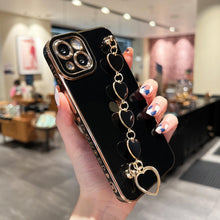 Load image into Gallery viewer, Luxury Love Heart Elegant Sparkle Case With Chain Bracelet Strap Soft Protective Bumper Cover Compatible with iPhone Bracelet soft case for iPhone 12 Pro Max 11 pro max X XS XR 7 8 Plus Stylish Phone Cover
