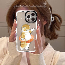 Load image into Gallery viewer, Cute Cat Phone Case for iPhone 11 12 13 Mini Pro Max 14 Pro Max Case shell Blank Printable Phone Case for Soft Rubber Cool Polish Phone Case
