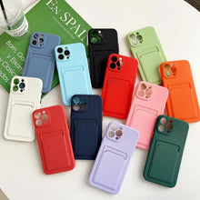 Load image into Gallery viewer, White Luxury Card Holder Phone Case for iPhone 13 12 Pro Wallet Soft Back Cover Shockproof Cute Protective Case for iPhone Cute Case With Card Holder