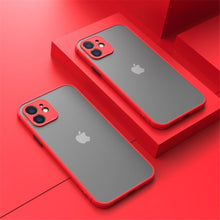 Load image into Gallery viewer, Luxury Shockproof Armor Case For iPhone 11 12 13 14 Pro Max Mini X XR XS Soft Silicone Bumper Clear Hard Cover Shockproof Soft Flat Side Bumper Translucent Hard Back Slim Phone Case