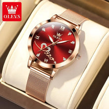 Load image into Gallery viewer, OLEVS Luxury Fashion Ladies' Watches Rose Gold Top Brand Original Quartz Watch for Women Stainless Steel Mesh Strap Love Dial