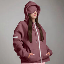 Load image into Gallery viewer, Women's Oversized Hoodies: Multi-Pocket Eyemask Sweatshirt
