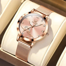 Load image into Gallery viewer, OLEVS Luxury Fashion Ladies' Watches Rose Gold Top Brand Original Quartz Watch for Women Stainless Steel Mesh Strap Love Dial