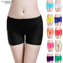 Load image into Gallery viewer, Belly Dance Safety Shorts Women's Belly Dance Clothes Leggings Tight-fitting Stretch Safety Pants with Diamonds Short Pants