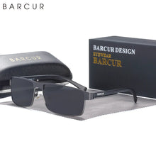 Load image into Gallery viewer, BARCUR Sunglasses Men’s Original Rectangle Fashionable Business Sunglasses – Polarized UV400 Protection for Driving Hiking Sports and Casual Wear – Trendy Fashion Shades Oculos De Sol with Anti-Reflective TAC Lenses