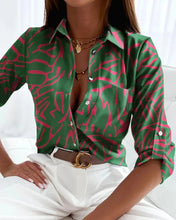 Load image into Gallery viewer, Women’s Stripe Print Long-Sleeve Blouse