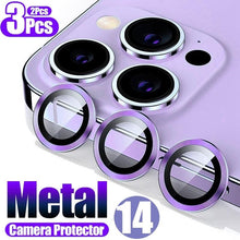 Load image into Gallery viewer, High quality For iPhone 12 Pro Max Metal Ring Tempered Glass Full Cover Camera Lens For iPhone 13 14 Pro Max Mini Protective Cap Camera Lens Protector Compatible with iPhone