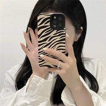 Load image into Gallery viewer, Luxury Zebra Pattern PU Leather Phone Case for iPhone 7 8 Plus X XR XS 11 12 13 14 Pro Max Soft Silicon Cover Girl Black White Zebra Print Phone Cover Black Soft Leather Black White Case For iPhone