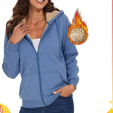 Load image into Gallery viewer, Sherpa-Lined Fleece Zip-Up Hoodie Jacket Women