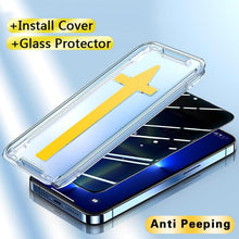 Load image into Gallery viewer, 8K HD Anti Peeping Luxury Fast Install Full Cover Glass Screen Protector For iPhone 14 13 12 11 PRO MAX MINI X XS 9H Hardness Tempered Glass Scratchproof Shatterproof Bubble Free Screen Protector For iPhone