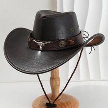 Load image into Gallery viewer, Unisex Vintage Faux Leather Western Cowboy Hat Outdoor Gentleman Cowgirl Jazz Cap Sombrero Hombre