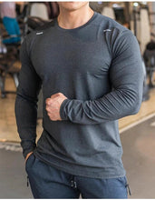 Load image into Gallery viewer, Men's Sports Fitness Long Sleeve Outdoor Badminton Quick Dry Training Shirt Casual Thin Running Top Bodybuilding Sportswear