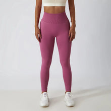 Load image into Gallery viewer, Seamless Ribbed Yoga Leggings – Tummy Control Fit
